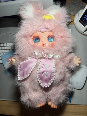 NWOB MM Sugar Baby 400% Cute Princess Plush Pink Bunny Doll with Sparkle Eyes